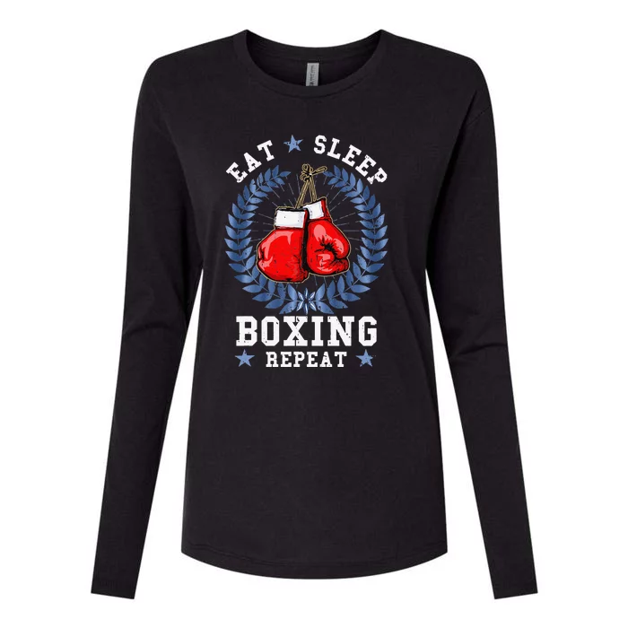 Eat Sleep Box Boxing Lover Gym Boxer Kickboxing Kickboxer Womens Cotton Relaxed Long Sleeve T-Shirt