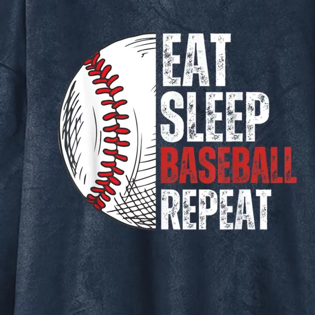 Eat Sleep Baseball Repeat Baseball Player Funny Baseball Gift Hooded Wearable Blanket