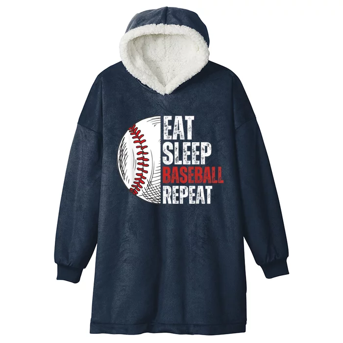 Eat Sleep Baseball Repeat Baseball Player Funny Baseball Gift Hooded Wearable Blanket