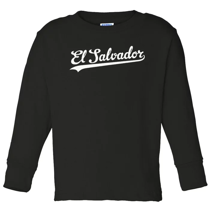 El Salvador Baseball Jersey Script Vintage Retro Style Toddler Long Sleeve Shirt