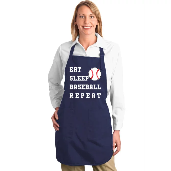 Eat Sleep Baseball Repeat Full-Length Apron With Pocket