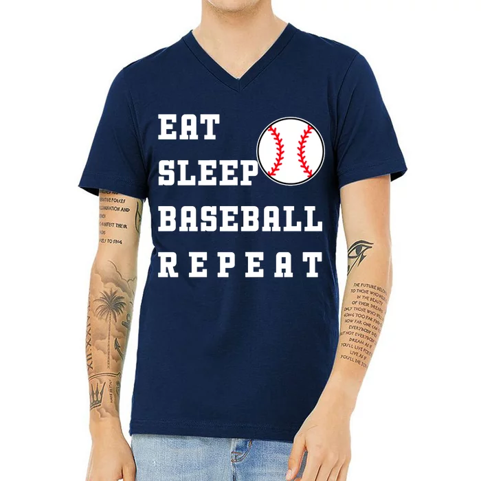 Eat Sleep Baseball Repeat V-Neck T-Shirt