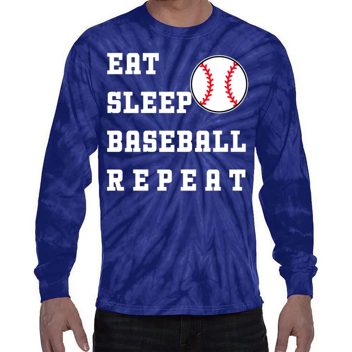 Eat Sleep Baseball Repeat Tie-Dye Long Sleeve Shirt