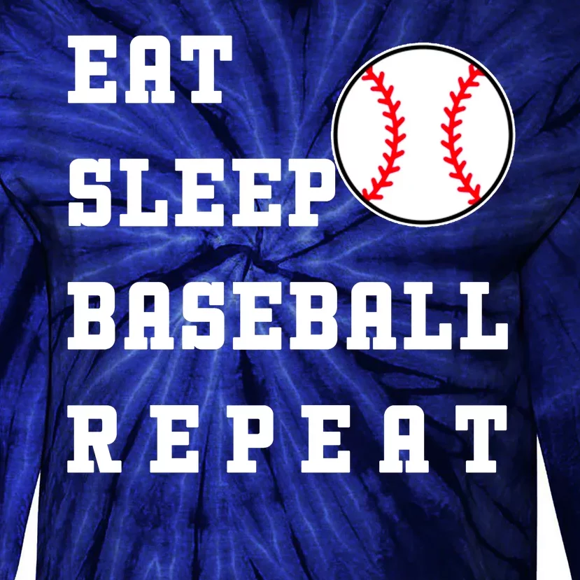 Eat Sleep Baseball Repeat Tie-Dye Long Sleeve Shirt