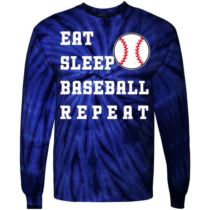 Eat Sleep Baseball Repeat Tie-Dye Long Sleeve Shirt