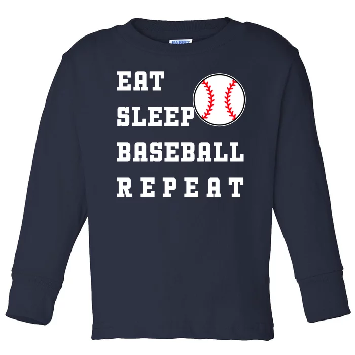 Eat Sleep Baseball Repeat Toddler Long Sleeve Shirt