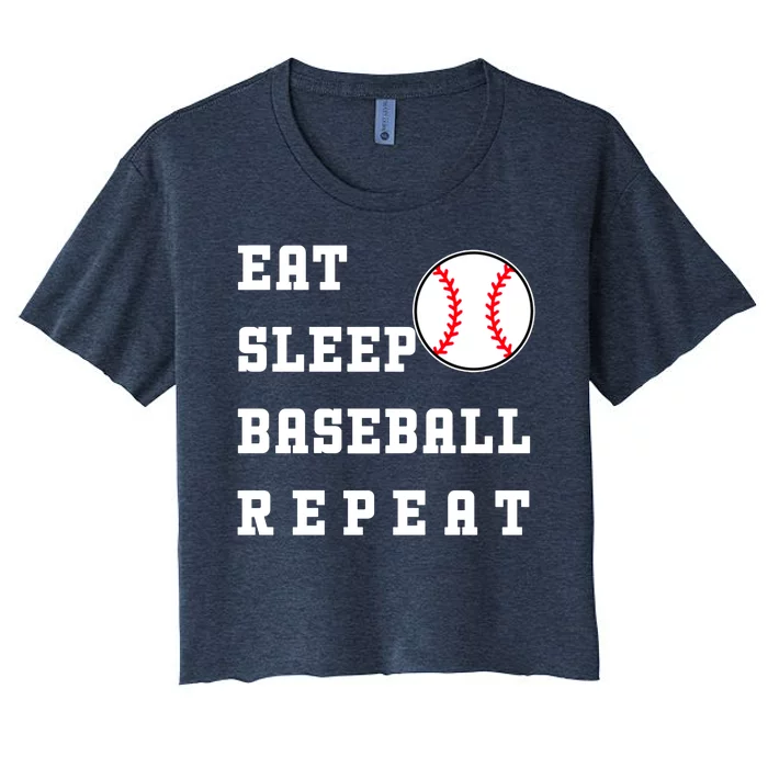 Eat Sleep Baseball Repeat Women's Crop Top Tee