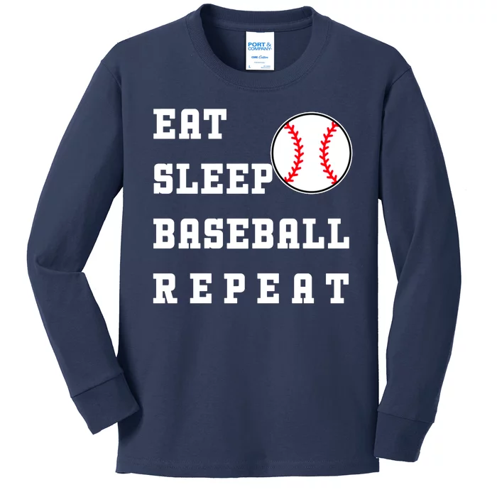 Eat Sleep Baseball Repeat Kids Long Sleeve Shirt