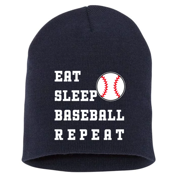 Eat Sleep Baseball Repeat Short Acrylic Beanie