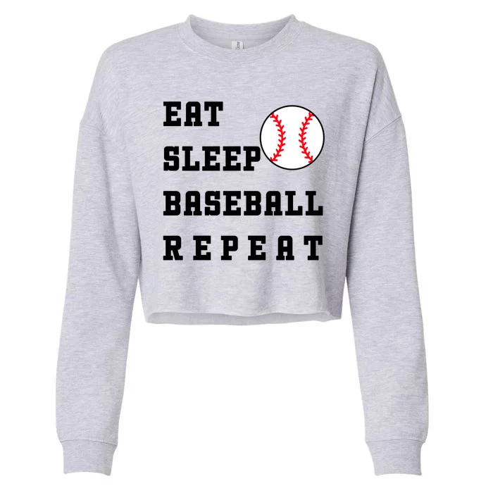 Eat Sleep Baseball Repeat Cropped Pullover Crew