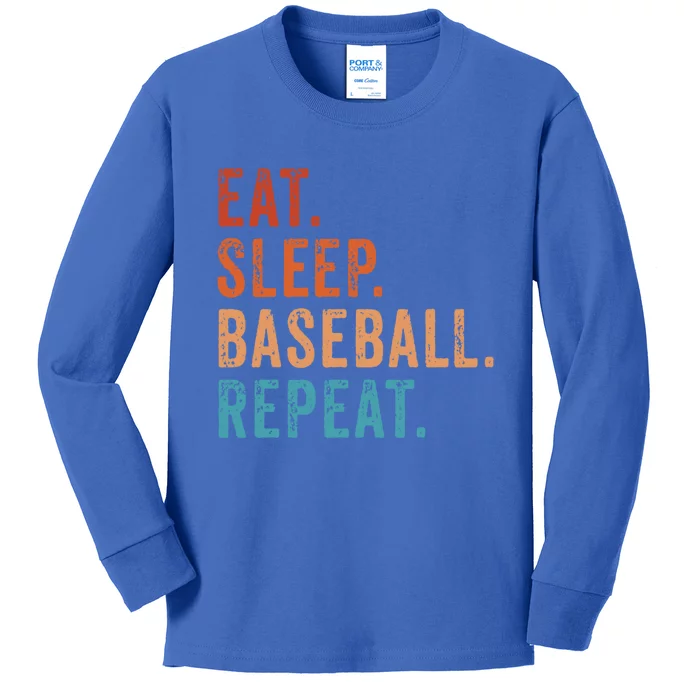 Eat Sleep Baseball Repeat Funny Vintage Baseball Lover Meaningful Gift Kids Long Sleeve Shirt