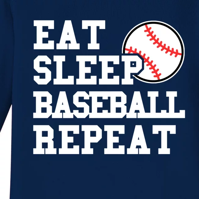 Eat Sleep Baseball Repeat Meaningful Gift Baby Long Sleeve Bodysuit