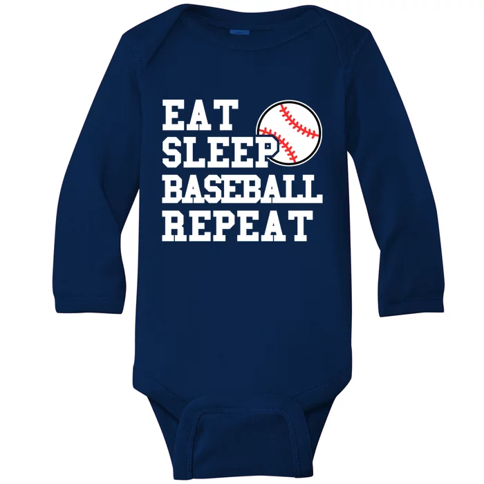 Eat Sleep Baseball Repeat Meaningful Gift Baby Long Sleeve Bodysuit