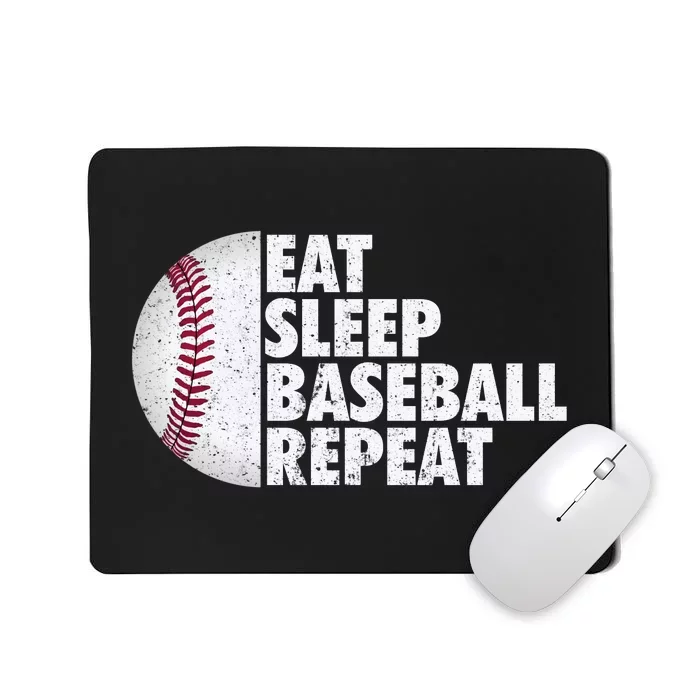 Eat Sleep Baseball Repeat Baseball Player Funny Baseball Mousepad