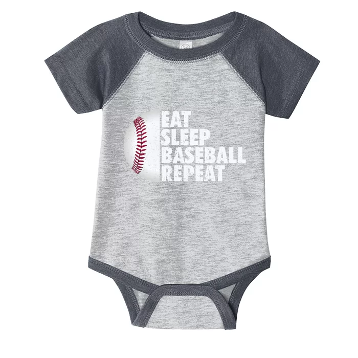 Eat Sleep Baseball Repeat Baseball Player Funny Baseball Infant Baby Jersey Bodysuit