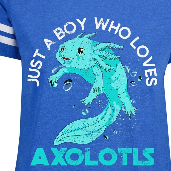 Exotic Salamander Boys Amphibian Lover Pet Axolotl Enza Ladies Jersey Football T-Shirt