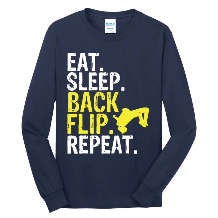 Eat Sleep Back Flip Repeat Acrobat Gymnastics Gift Tall Long Sleeve T-Shirt