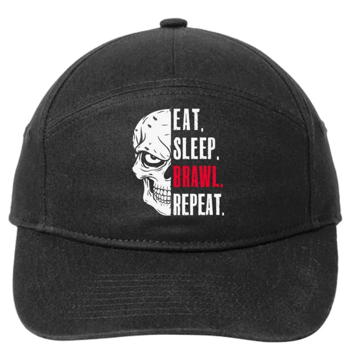 Eat Sleep Brawl Repeat Funny Video Gamer Gaming 7-Panel Snapback Hat