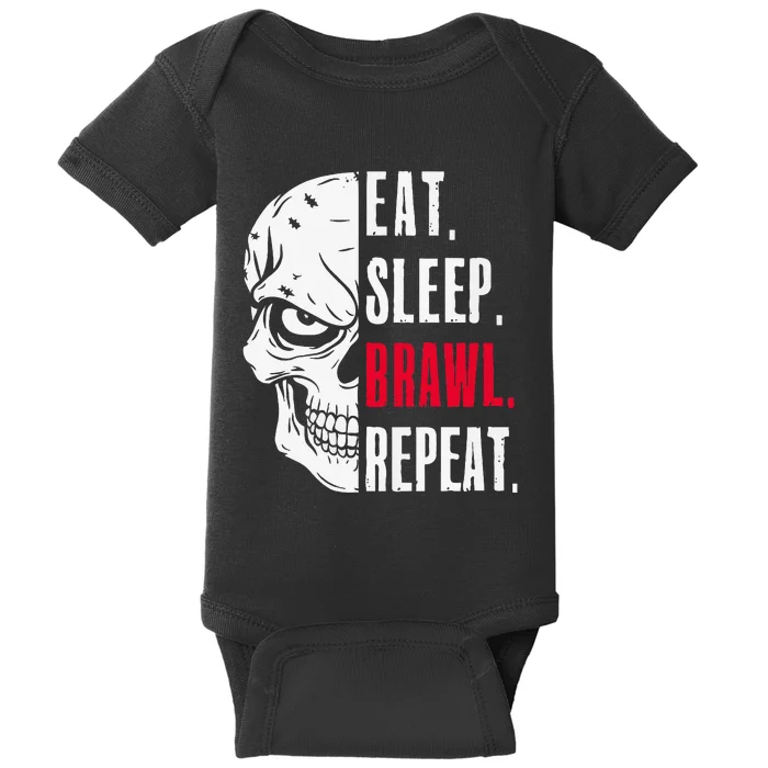 Eat Sleep Brawl Repeat Funny Video Gamer Gaming Baby Bodysuit