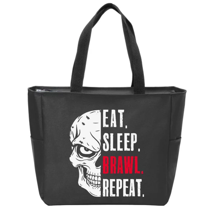 Eat Sleep Brawl Repeat Funny Video Gamer Gaming Zip Tote Bag