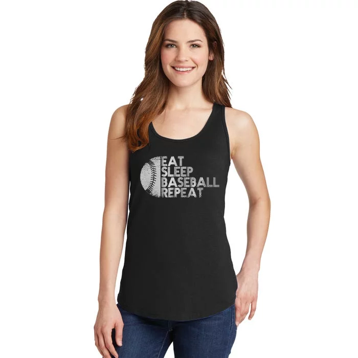 Eat Sleep Baseball Repeat Baseball Player Funny Baseball Ladies Essential Tank