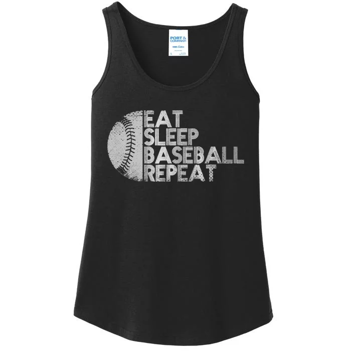 Eat Sleep Baseball Repeat Baseball Player Funny Baseball Ladies Essential Tank