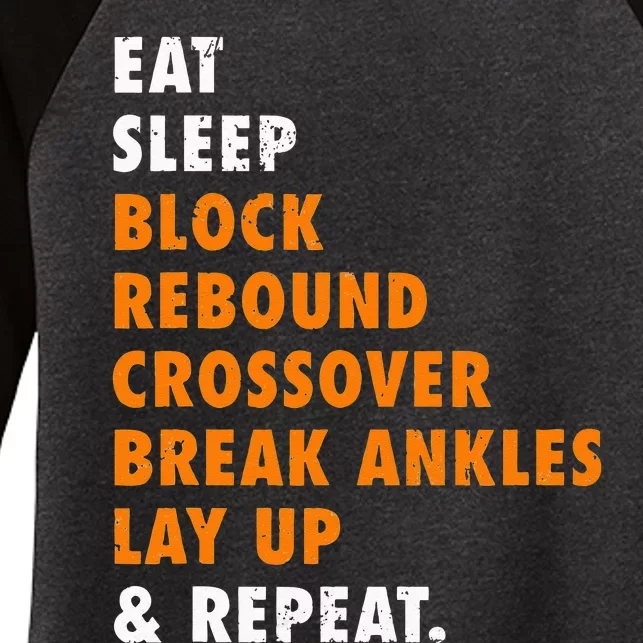 Eat Sleep Basketball Repeat Funny Gift For Basketball Player Women's Tri-Blend 3/4-Sleeve Raglan Shirt