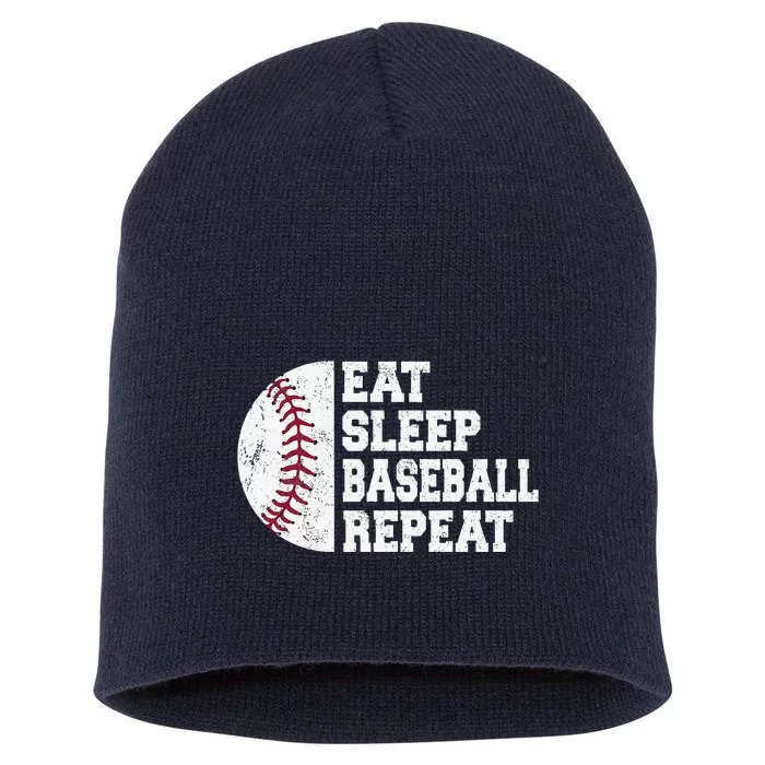 Eat Sleep Baseball Repeat Baseball Player Funny Baseball Short Acrylic Beanie