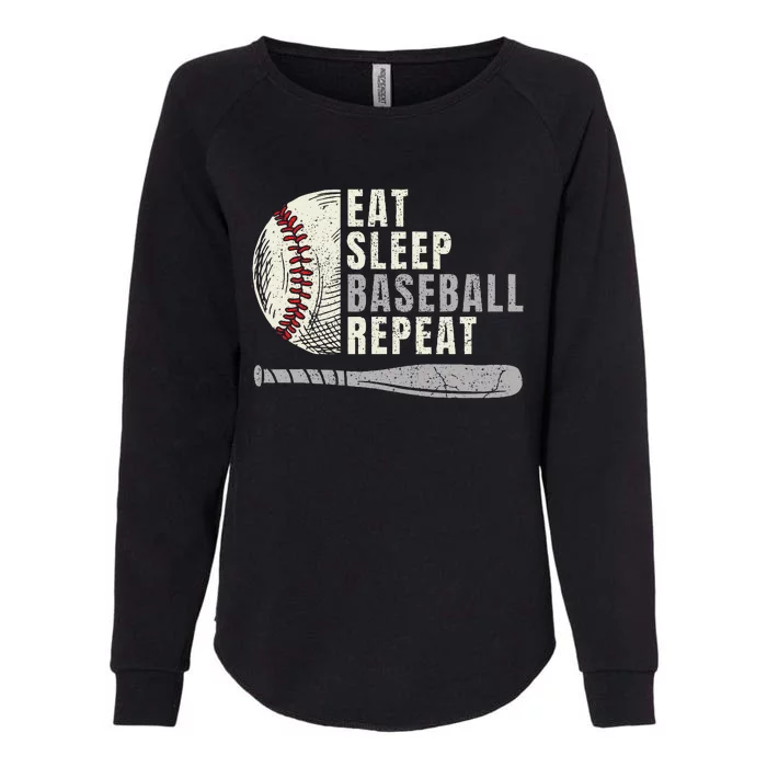 Eat Sleep Baseball Repeat Funny Baseball Player Womens California Wash Sweatshirt