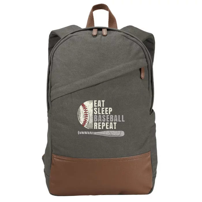 Eat Sleep Baseball Repeat Funny Baseball Player Cotton Canvas Backpack