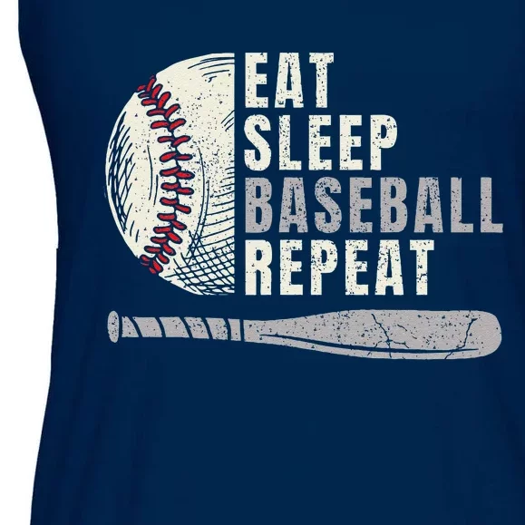 Eat Sleep Baseball Repeat Funny Baseball Player Ladies Essential Flowy Tank