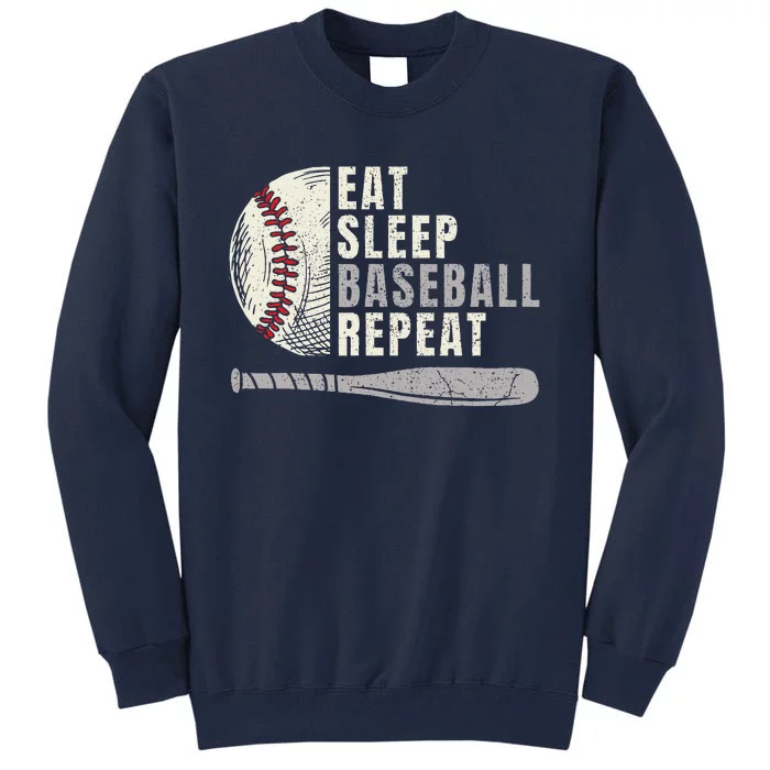 Eat Sleep Baseball Repeat Funny Baseball Player Tall Sweatshirt