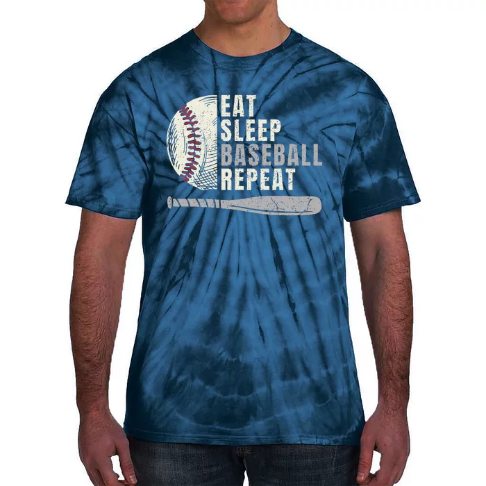 Eat Sleep Baseball Repeat Funny Baseball Player Tie-Dye T-Shirt