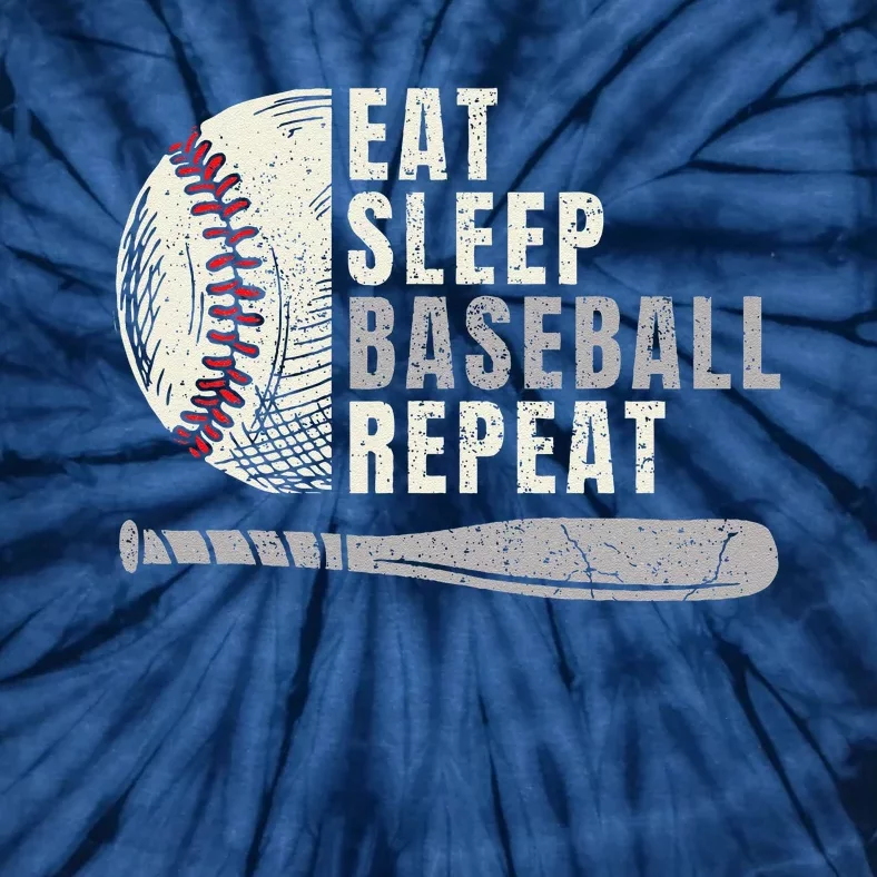 Eat Sleep Baseball Repeat Funny Baseball Player Tie-Dye T-Shirt