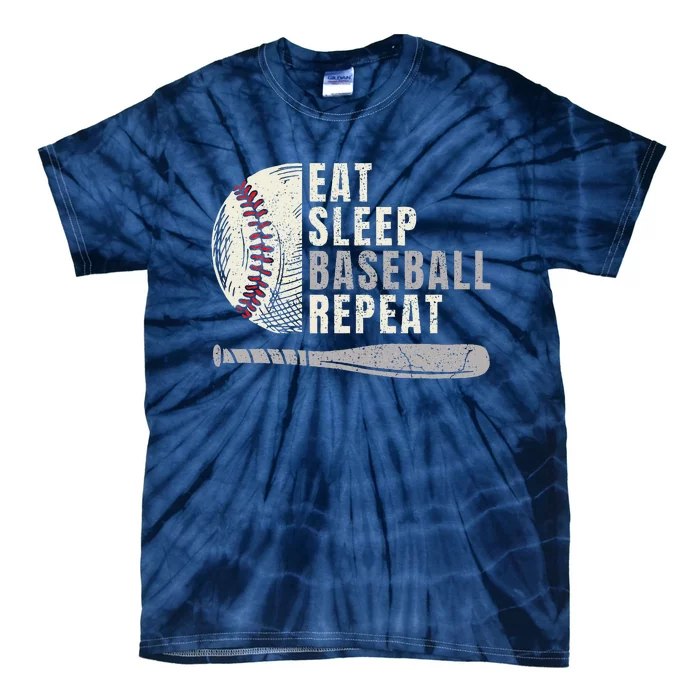 Eat Sleep Baseball Repeat Funny Baseball Player Tie-Dye T-Shirt