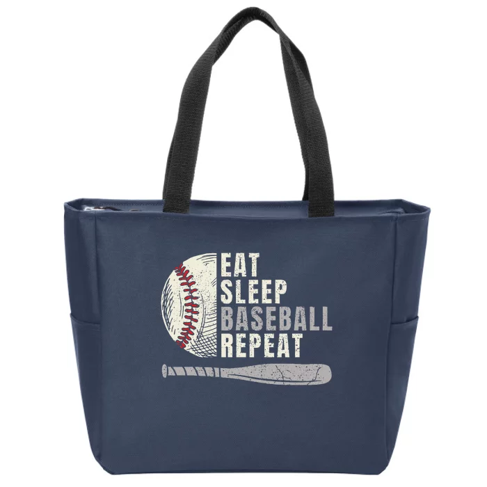 Eat Sleep Baseball Repeat Funny Baseball Player Zip Tote Bag