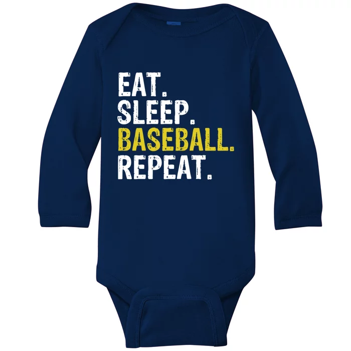 Eat Sleep Baseball Repeat Gift Baby Long Sleeve Bodysuit