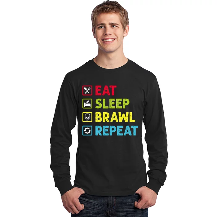 Eat Sleep Brawl Repeat Funny Video Gamer Gaming Long Sleeve Shirt