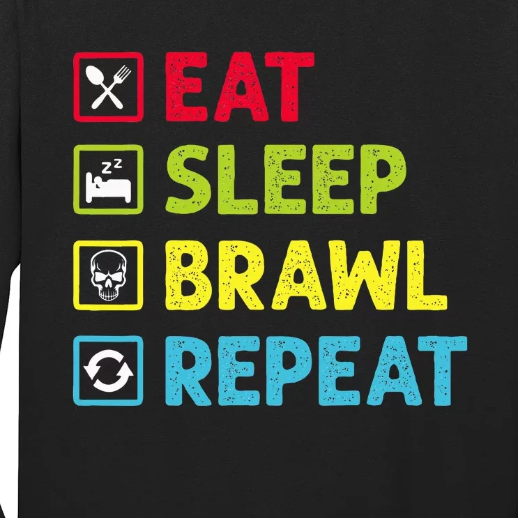 Eat Sleep Brawl Repeat Funny Video Gamer Gaming Long Sleeve Shirt