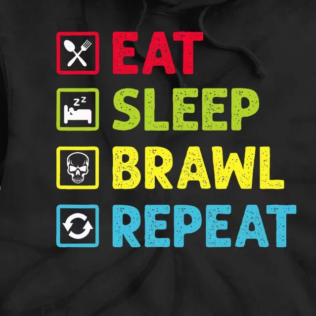 Eat Sleep Brawl Repeat Funny Video Gamer Gaming Tie Dye Hoodie