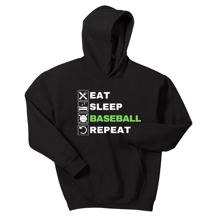 Eat Sleep Baseball Repeat, Baseball, Baseball Player Funny Baseball Kids Hoodie