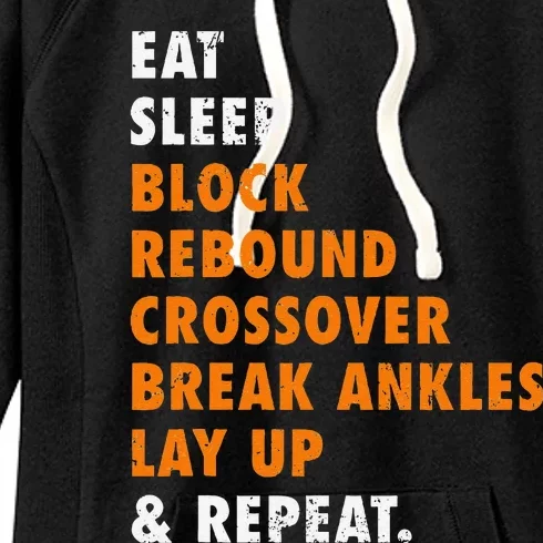 Eat Sleep Basketball Repeat Funny Gift For Basketball Player Women's Fleece Hoodie