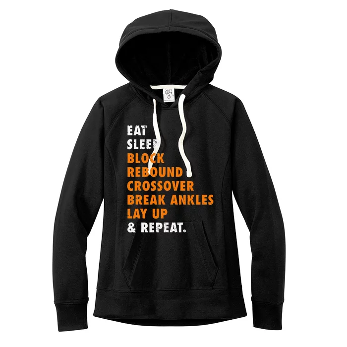 Eat Sleep Basketball Repeat Funny Gift For Basketball Player Women's Fleece Hoodie