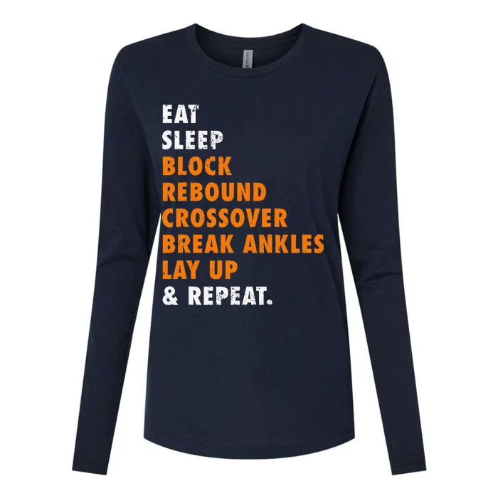 Eat Sleep Basketball Repeat Funny Gift For Basketball Player Womens Cotton Relaxed Long Sleeve T-Shirt