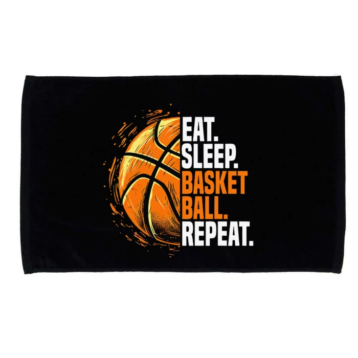 Eat Sleep Basketball Repeat Funny Basketball Lovers Microfiber Hand Towel