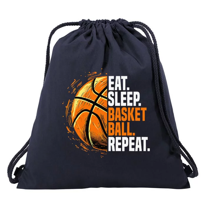 Eat Sleep Basketball Repeat Funny Basketball Lovers Drawstring Bag