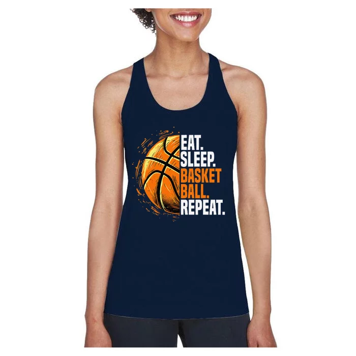 Eat Sleep Basketball Repeat Funny Basketball Lovers Women's Racerback Tank