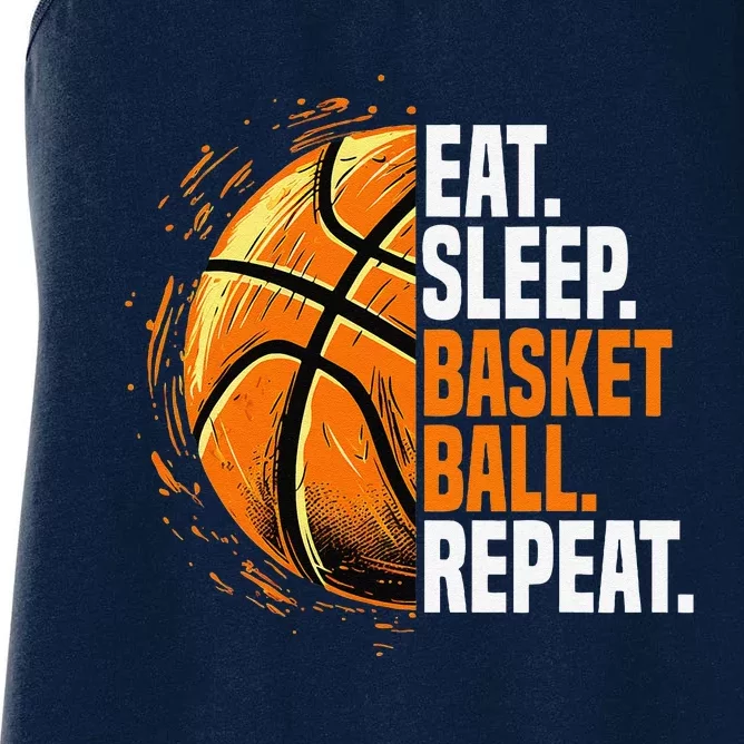 Eat Sleep Basketball Repeat Funny Basketball Lovers Women's Racerback Tank