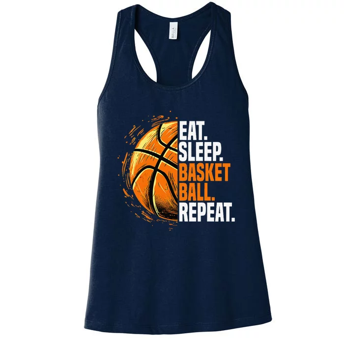 Eat Sleep Basketball Repeat Funny Basketball Lovers Women's Racerback Tank