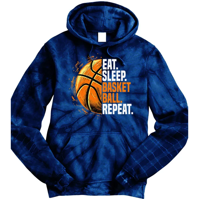 Eat Sleep Basketball Repeat Funny Basketball Lovers Tie Dye Hoodie